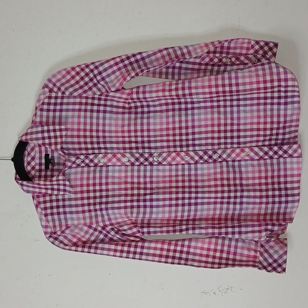 Talbots Womens Button Down Gingham Plaid Pink Lon… - image 1